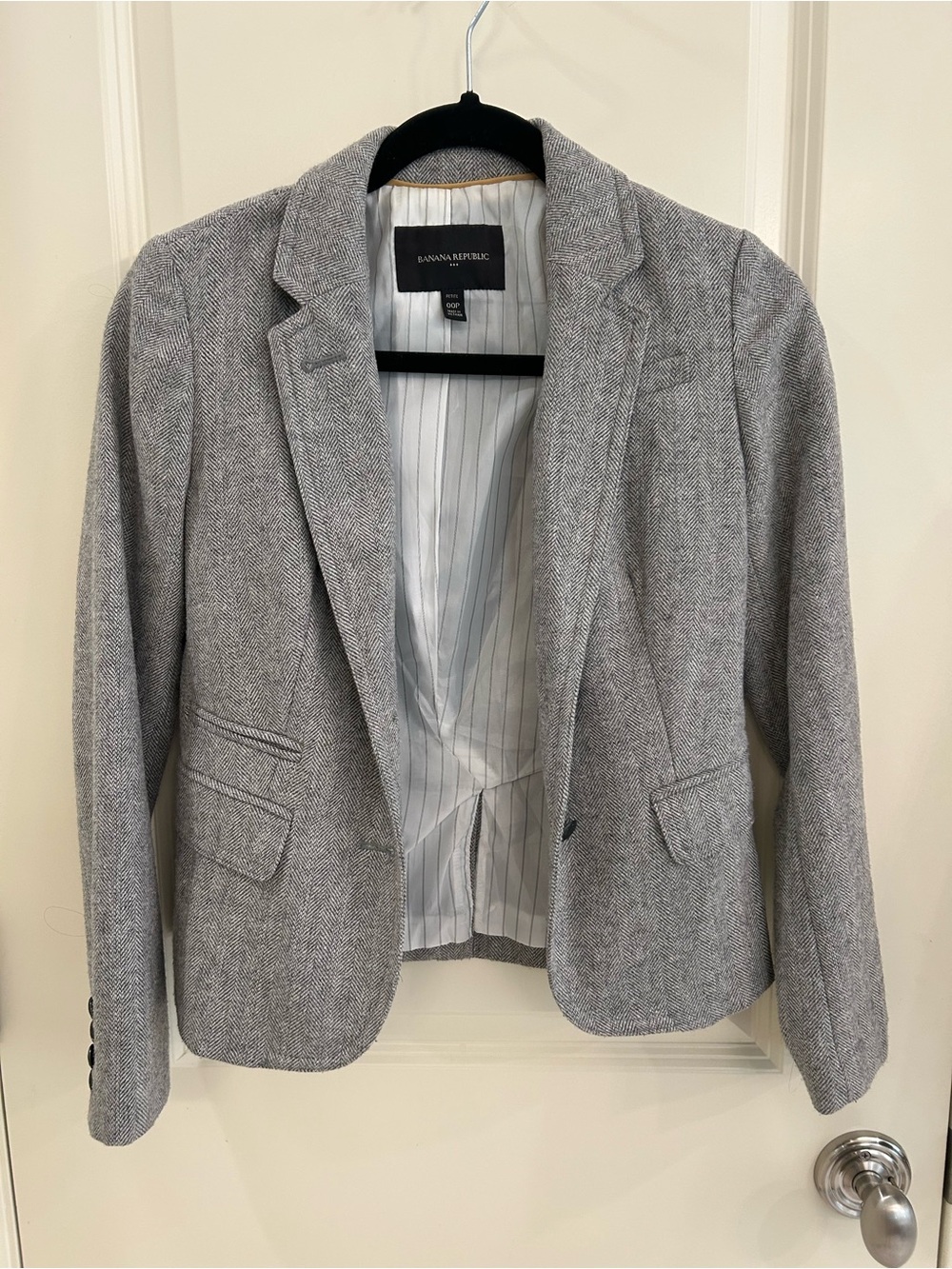 Banana Republic Light Gray Herringbone Blazer